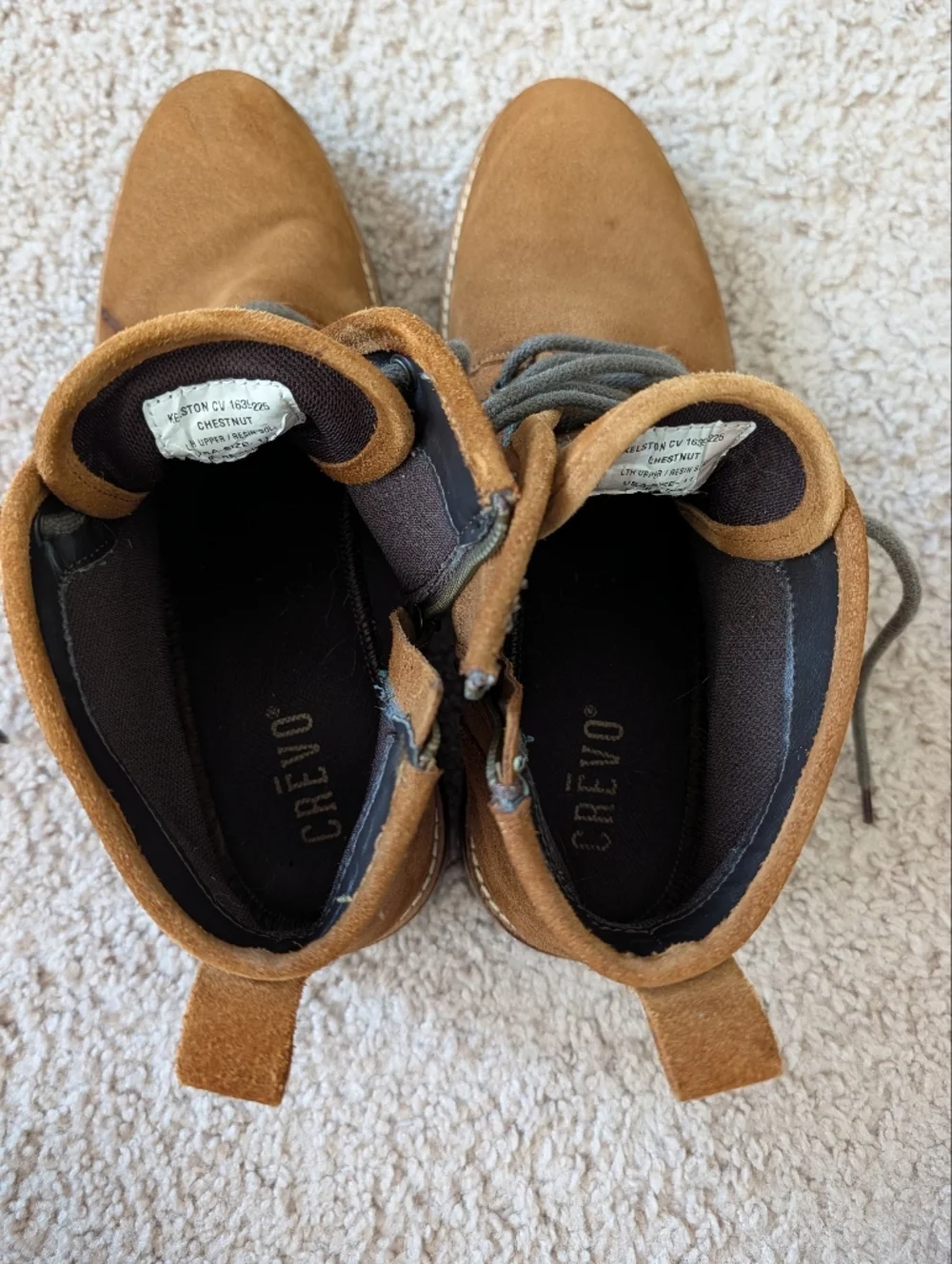 Crevo Mens Chestnut Brown Leather Kelston Zip Up Chukka Ankle Boots Size 11.5